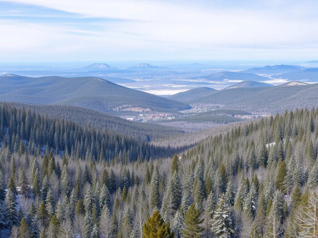Wide view of the White Mountains pine-forest corridor near Show Low, Arizona